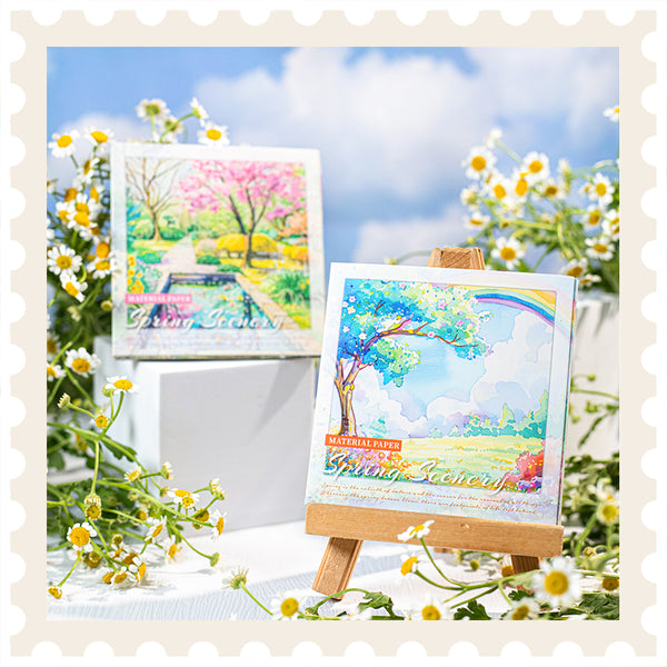 Papel para álbum de recortes con paisajes primaverales