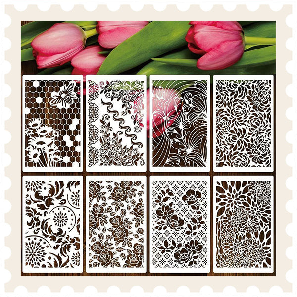 8-Piece Floral Drawing Stencil Set