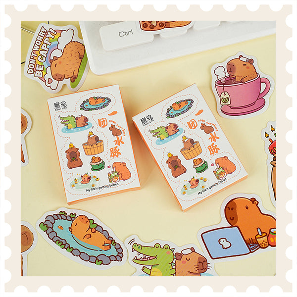 Conjunto de pegatinas de animales adorables de capibara