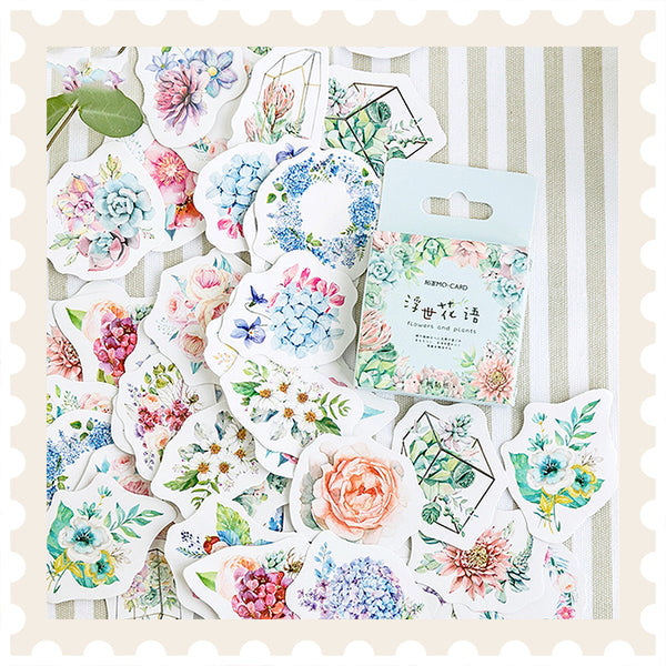 Juego de pegatinas de poesía floral efímera