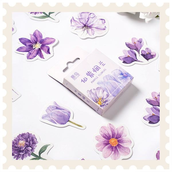 Juego de pegatinas de orquídeas moradas de hadas