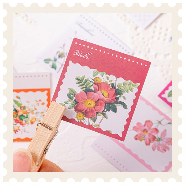 Conjunto de pegatinas frescas de recolección de flores