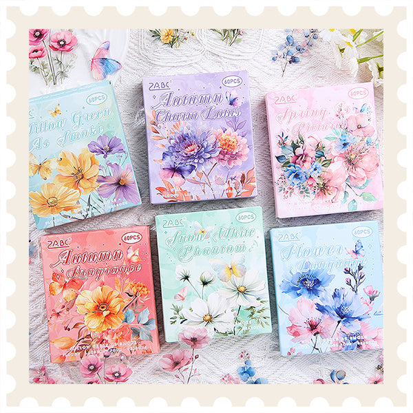 Juego de pegatinas de flores de las cuatro estaciones