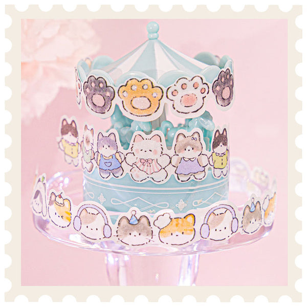 Cinta washi de gatito brillante