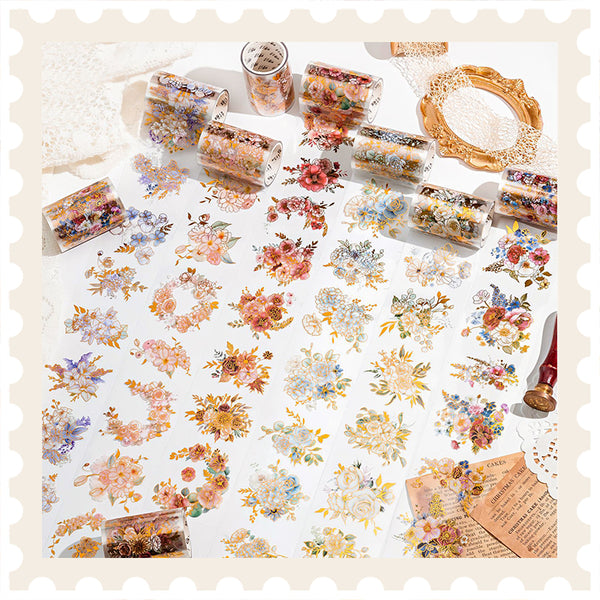 Golden Floral Poetry PET Tape