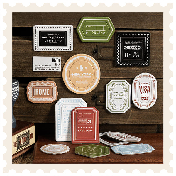 Juego de pegatinas vintage Label Memo