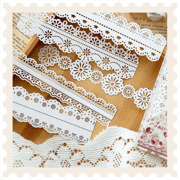 Papel para álbum de recortes con tiras de encaje para vacaciones de ocio