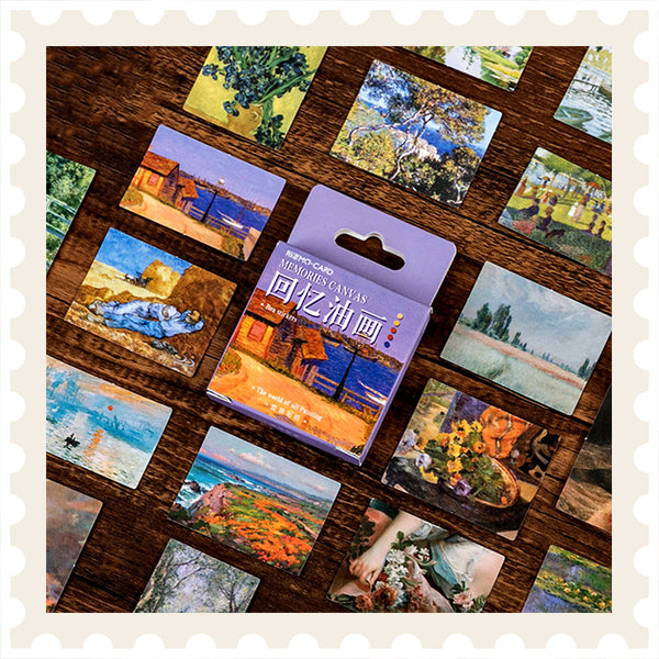 Juego de pegatinas de pintura al óleo con temática de memoria