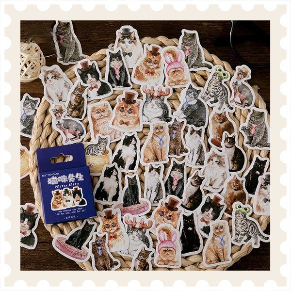 Conjunto de pegatinas de animales lindos de Mr Cat