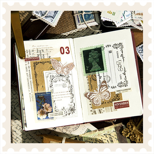 Papel para álbum de recortes con sellos postales antiguos