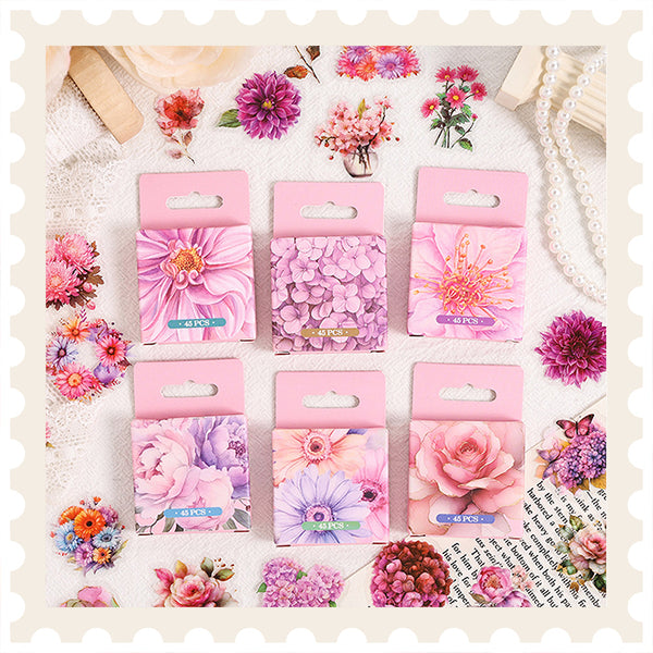 Juego de pegatinas para mascotas de la temporada de flores rosas