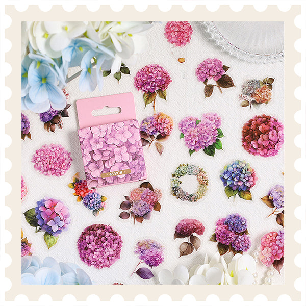 Rosa Blumen Saison PET Aufkleber Set