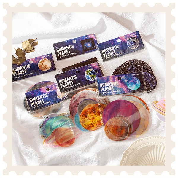 Paquete de pegatinas de Planeta Romántico