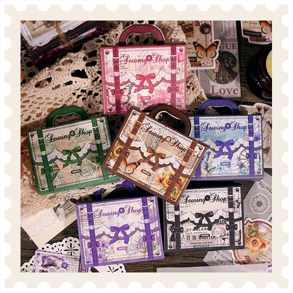 Juego de pegatinas retro para coser a mano