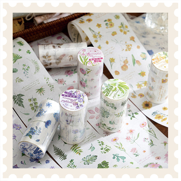 Cinta washi con impresiones florales de primavera