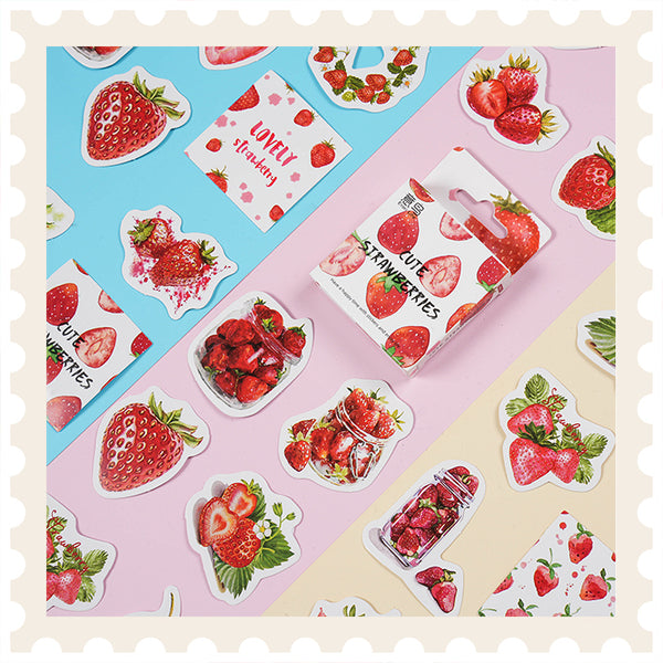 Juego de pegatinas de frutas de fresa