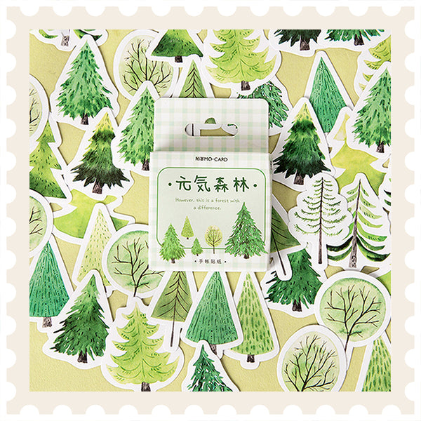 Juego de pegatinas de bosque vibrante